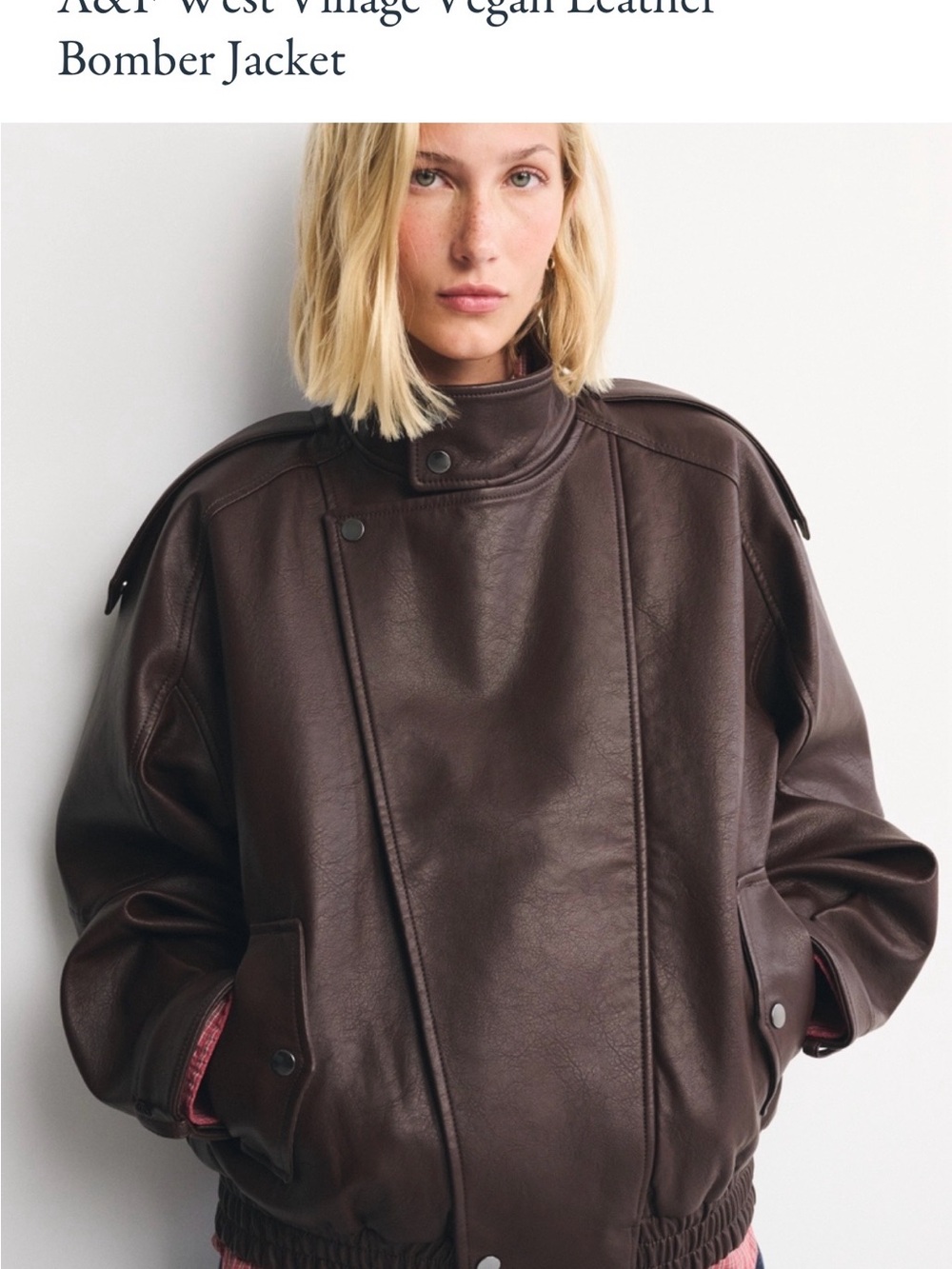 Abercrombie and Fitch NWT Vegan Leather Bomber Jacket - Brown